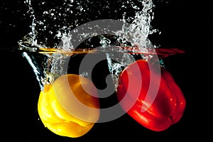 Red and Yellow Pepper Water Splash