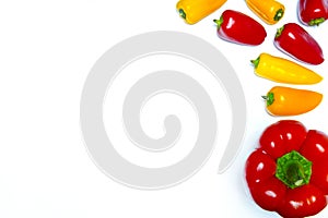 Red and yellow peppers background