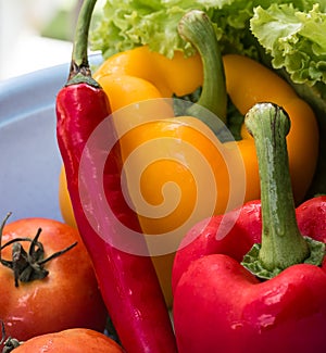 Red Yellow Peppers Indicates Bellpepper Bell And Bell-Pepper