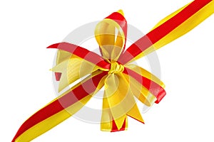 Red and yellow ribbon bow