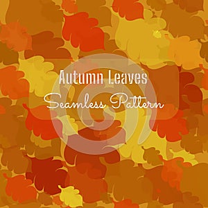 Red-Yellow Seamless pattern with Autumn Oak Leaves
