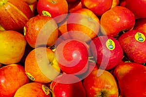 Red and yellow Topaz apples