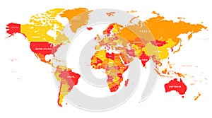 Red-Yellow Vector Map of The World