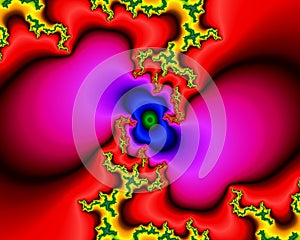 Red yellow violet fantasy fractal, abstract flowery spiral shapes, background