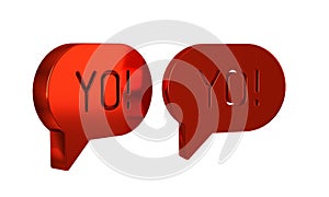 Red Yo slang lettering icon isolated on transparent background. Greeting words.