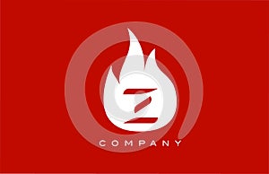 Red Z fire flames alphabet letter logo design. Creative icon template for business and company