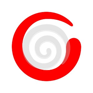 Red zen circle isolated on white, zero spiral logo red with lines swirl shape, zen sign, zero symbol