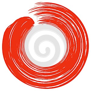 Red Zen Enso Japanese Circle Brush Stroke Sumi-e Vector Illustration Logo Design Vector