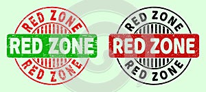 RED ZONE Round Bicolour Watermarks - Scratched Style