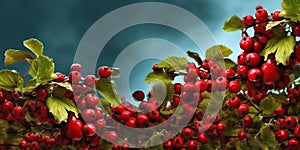 Redberries organic vegetable copy space blurred background