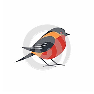 Redbilled Robin Logo: Simple Vector Bird In Orange And Black photo