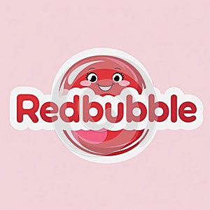 Redbubble logo cheerful red bubble, pink background