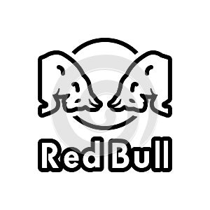 Black line icon for Redbull, energy and drink