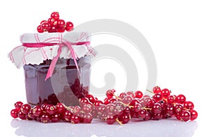 Redcurrant jam with fresh redcurrants