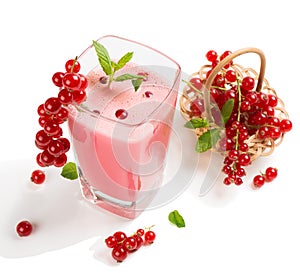 Redcurrant smoothie in a glass