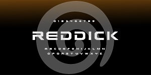 Reddick , Abstract technology space font and alphabet. techno and fashion fonts designs.