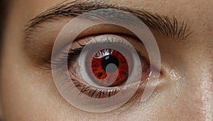 Reddish eye infected closeup isolated