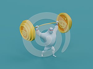 Reddit Social Media Heavy Barbell Lift Muscular Person 3D Illustration