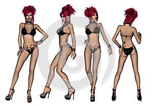 Redhaired Black Bikini Woman
