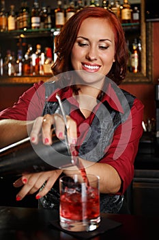 Redhead barmaid