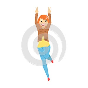 Redhead Chubby Woman Dancing,Part Of Funny Drunk People Having Fun At The Party Series
