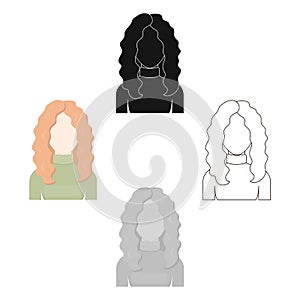 Redhead icon cartoon,black. Single avatar,peaople icon from the big avatar cartoon,black.