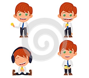 Redhead office worker with money in hands.vector