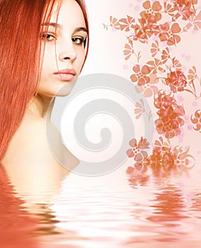 Redhead in rendered water