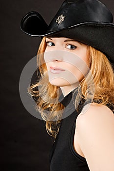 redhead woman in hat