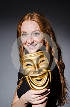 Redhead woman iwith mask