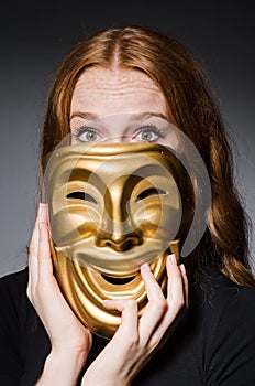 Redhead woman iwith mask