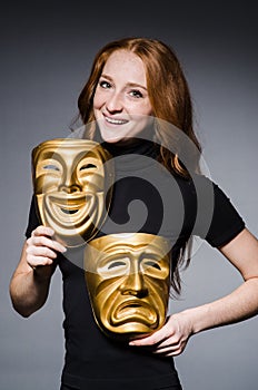 Redhead woman iwith masks