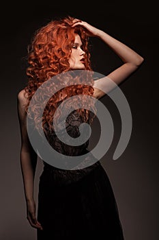 Redhead woman with long hair