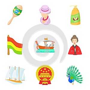 Rediscovery icons set, cartoon style