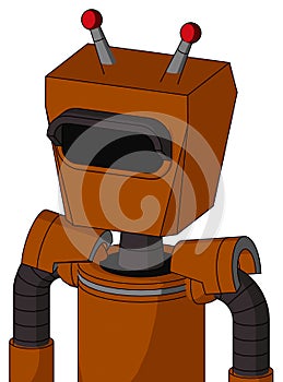 Redish-Orange Mech With Box Head And Black Visor Eye And Double Led Antenna