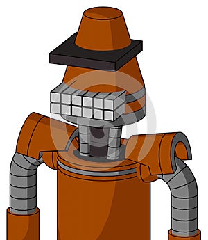 Redish-Orange Mech With Cone Head And Keyboard Mouth And Black Visor Cyclops
