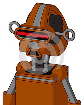 Redish-Orange Mech With Droid Head And Sad Mouth And Visor Eye