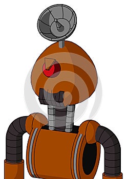 Redish-Orange Mech With Rounded Head And Dark Tooth Mouth And Angry Cyclops And Radar Dish Hat