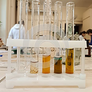 Redox reactions in test-tubes photo
