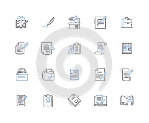 Redrafting line icons collection. Revision , Editing , Rewriting , Polishing , Refining , Enhancing , Reworking vector