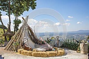 Redskins tent and view landscape