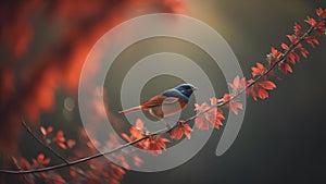 Redstart, Cyornis fuliginosa in Japan. generative ai