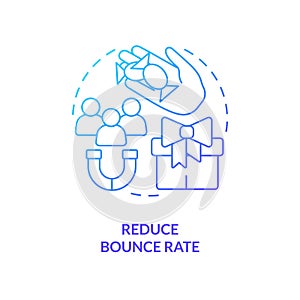 Reduce bounce rate blue gradient concept icon