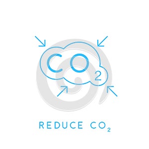 Reduce carbon CO2 emissions concept icon with cloud.