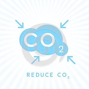 Reduce carbon CO2 emissions concept icon with cloud