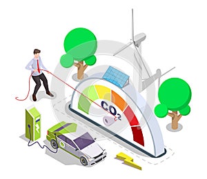 Reduce carbon dioxide emission CO2 level vector