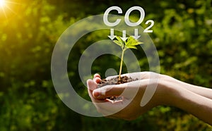 Reduce CO2 emission concept.