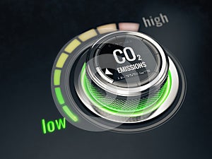 Reduce CO2 level concept. Carbon dioxide emissions control, CO2 level to the min position