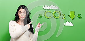 Reduce CO2 with young woman