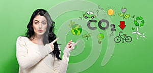 Reduce CO2 with young woman